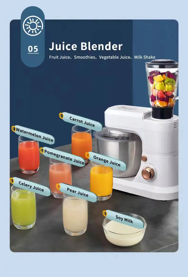 5 In 1 Professional Cake Mixer Machine With Rotating Bowl Food