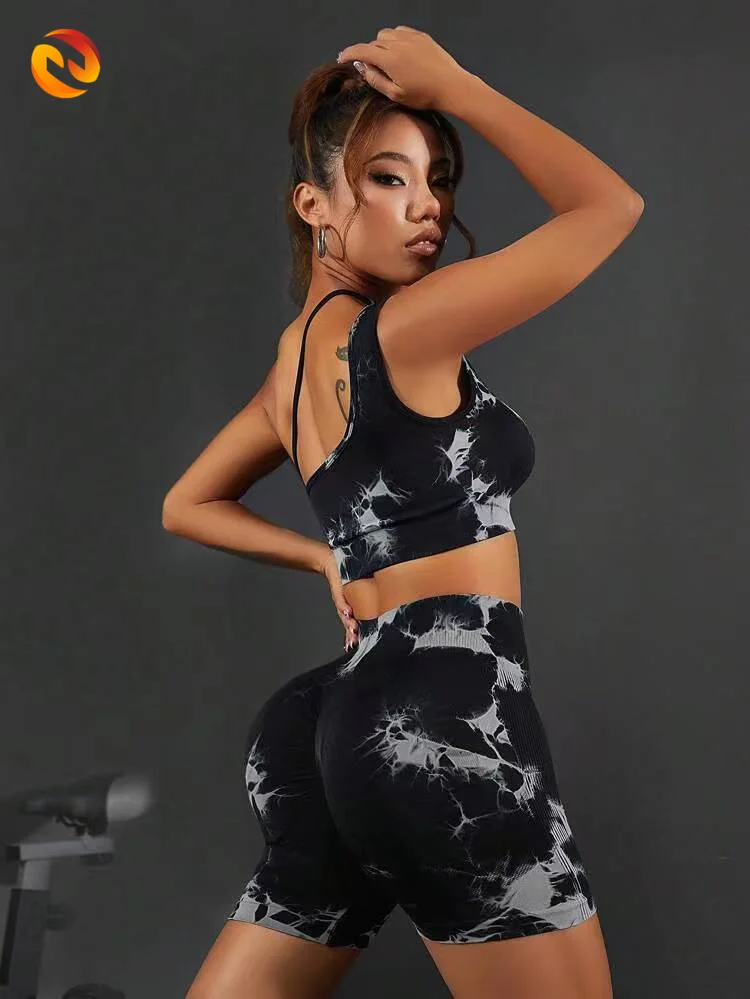 Custom Wholesale Fitness & Yoga Wear Seemles Tie Dye 2 Piece Yoga