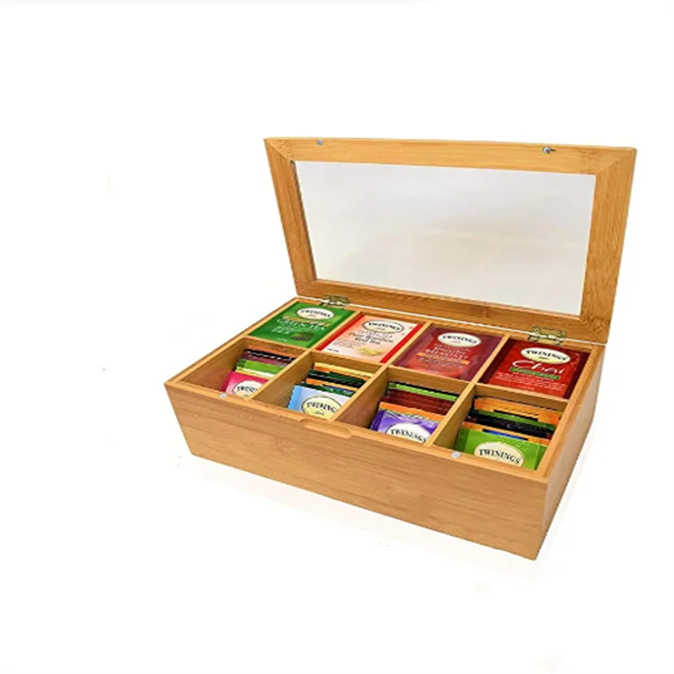 Natural Bamboo Storage Organizer Wooden Tea Box With Lid Buy Wood