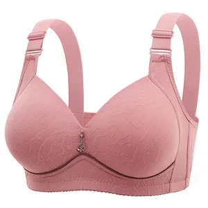 Plus size women's bra, high quality gathered on the chest underwear, comfortable home bra without rims.