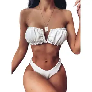 Cikini 2020 Thong Girl  Bikini Crotchless Swimwear Two Piece Brazilian Bikini