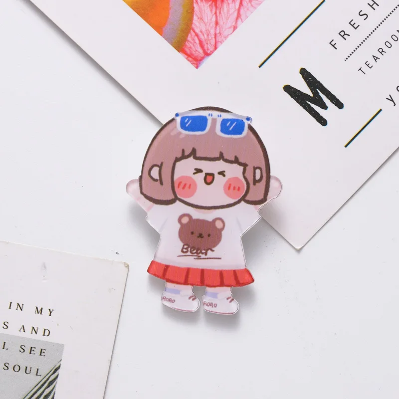 Customized Acrylic Anime Cartoon Keychain and Fridge Magnet Personalized Cute Clear Pin Plastic Crafts Product