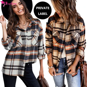 Dear-Lover Private Label Women Winter Clothes New Stylish Casual Designer Ladies Shirt Jacket Coat Women Plaid Shacket