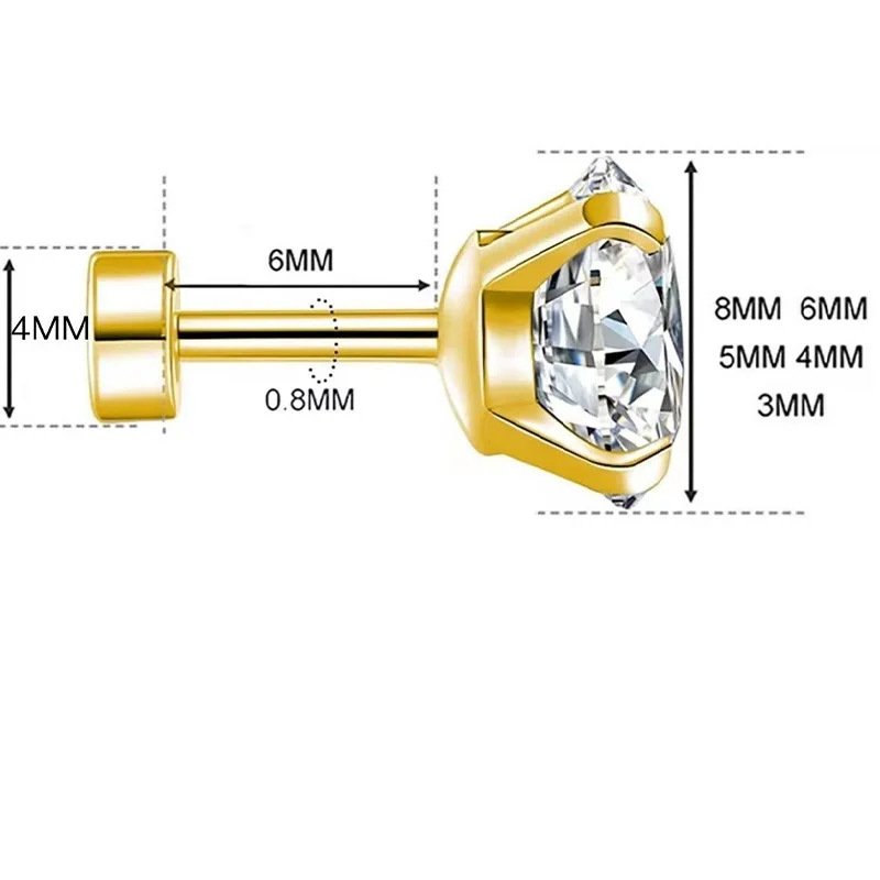 Hypoallergenic Nickel Free Surgical Stainless Steel Cubic Zirconia