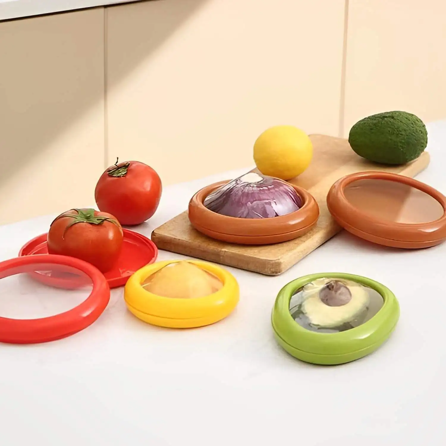 Coperchio Trasparente Ermetico Per Verdure E Frutta - In Plastica, Riutilizzabile, Facile Da Pulire, Per Frigorifero E Conservazione Alimenti