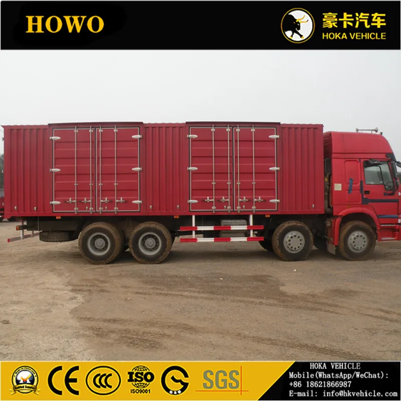SINOTRUK HOWO 8X4 371HP 35T CONTAINER VAN TRUCK CARGO TRUCK RED COLOR ZZ1317N4667W