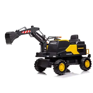Licensed Volvo Excavator Ride-On Toy for Kids Rechargeable Electric Storage Battery Car Plastic Children's Vehicle