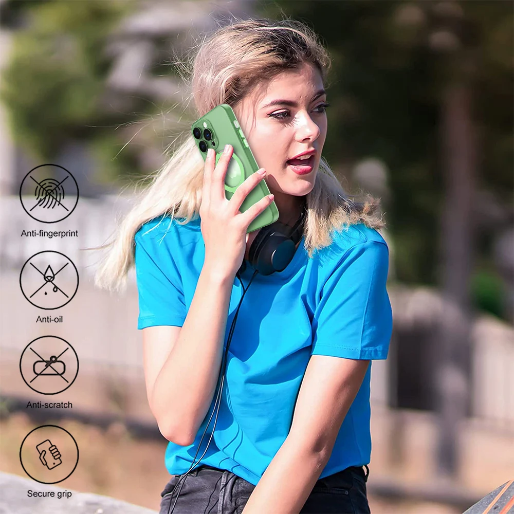 Stand Magsafe Case For Iphone 11 12 13 14 Pro Max Lens Protector