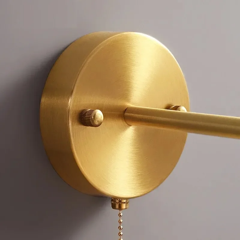 Brass Ceramic LED Wall Lamp Pull Switch Sconce Bedroom Bedside Interior Wall Light Home Decorative Lighting LED Wall Light
