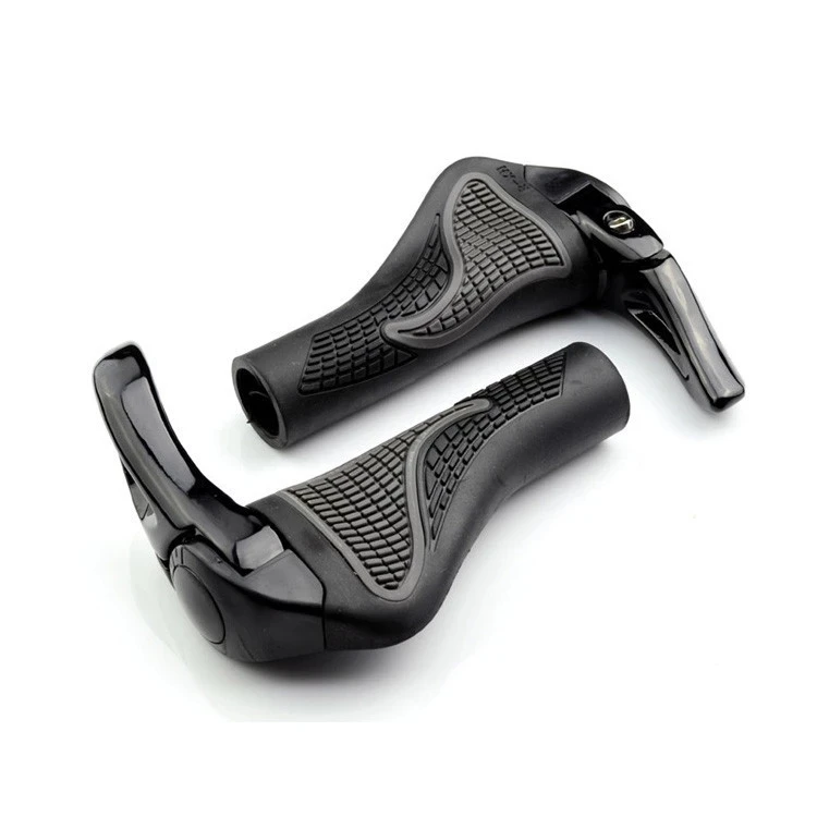 Poignées De Guidon Vélo Gindoly Caoutchouc Antidérapant Avec Verrou Aluminium - Noir/Gris