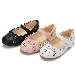 Wholesale Hot Sale High Quality PU Low Heel Cute Princess Flower Girl Princess Shoes Casual Shoes