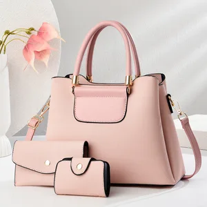 Eco bags wholesale custom logo ladies handbag 3 in 1 set latest vegan leather crossbody bags women's handbags for teenage girls