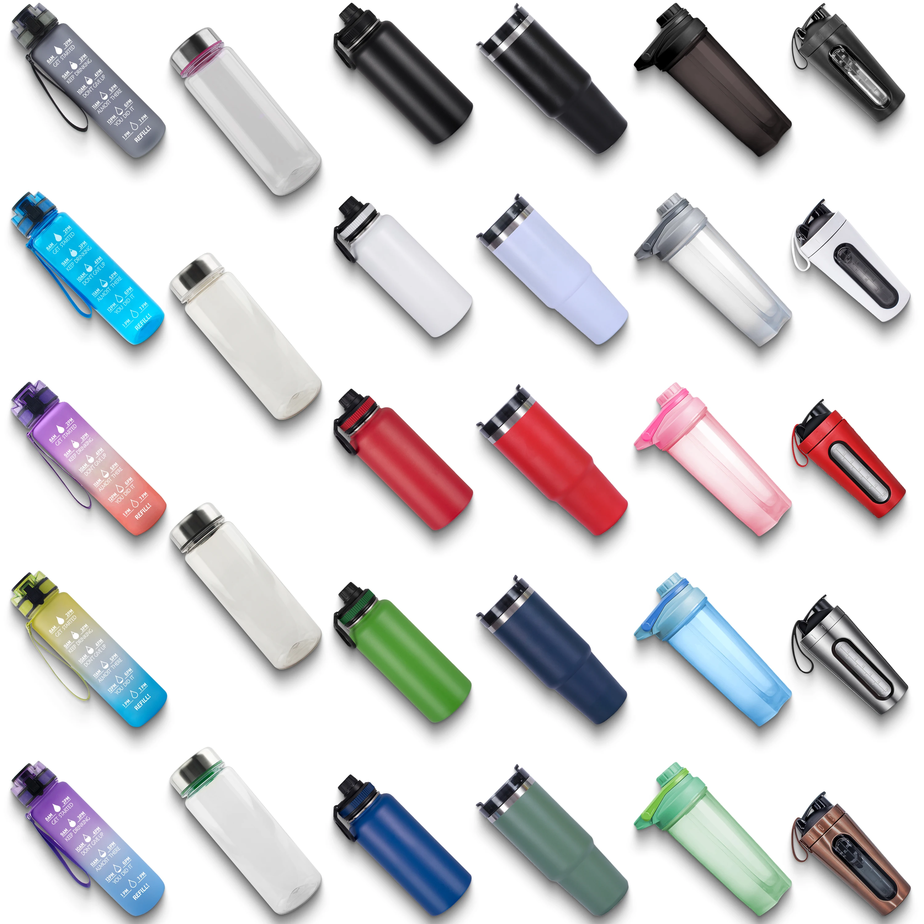 Factory Custom Foldable Fitness 3 in 1 Stainless Steel Water Bottle Gallon Mixing Tumbler Smart Sport Gym Shaker Water Bottle