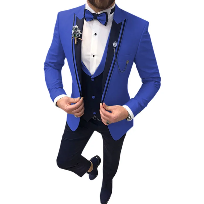 Traje Hombre Traje Azul Pajarita Amarilla S2242R Nuevo Simple