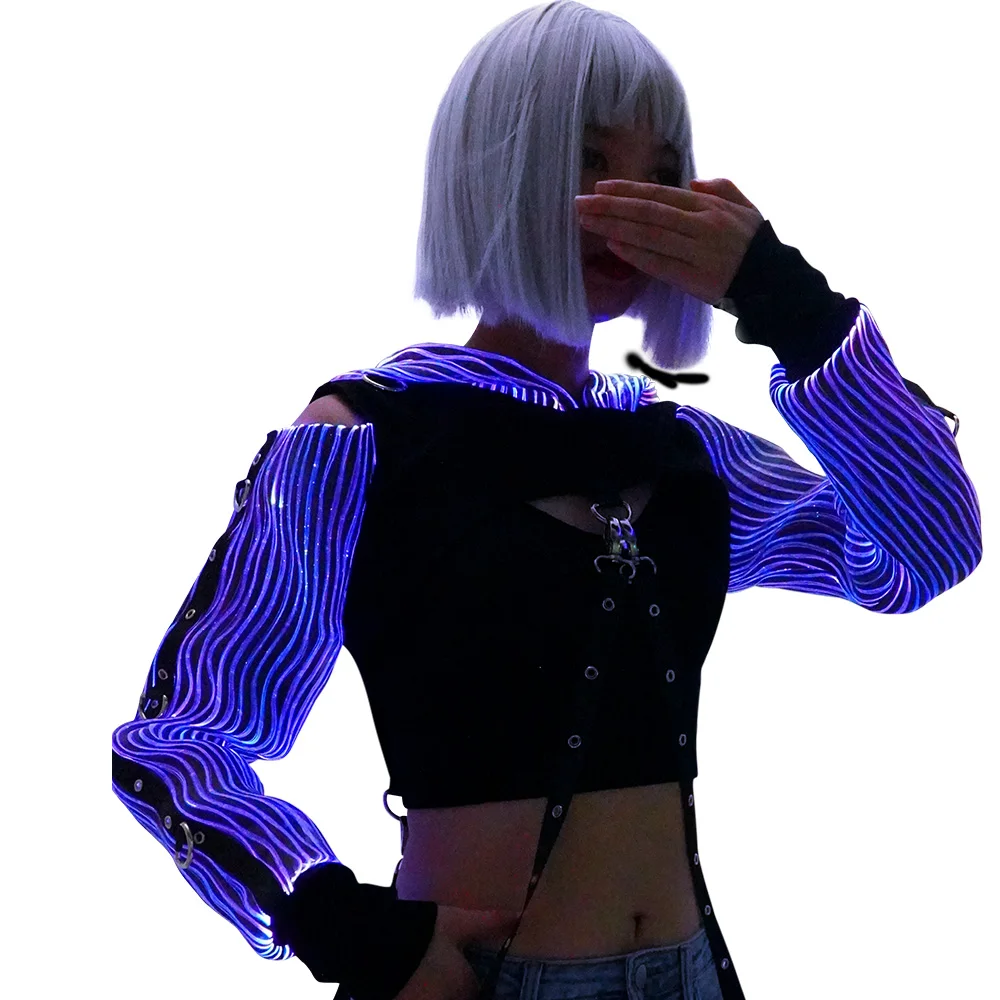 サイバーパンクLED発光ハイカットクロップトップパーカー| Alibaba.com