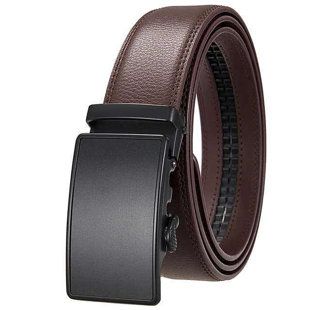 Wholesale High Quality Men's Real Leather Ratchet Dress Belt with Automatic Buckle