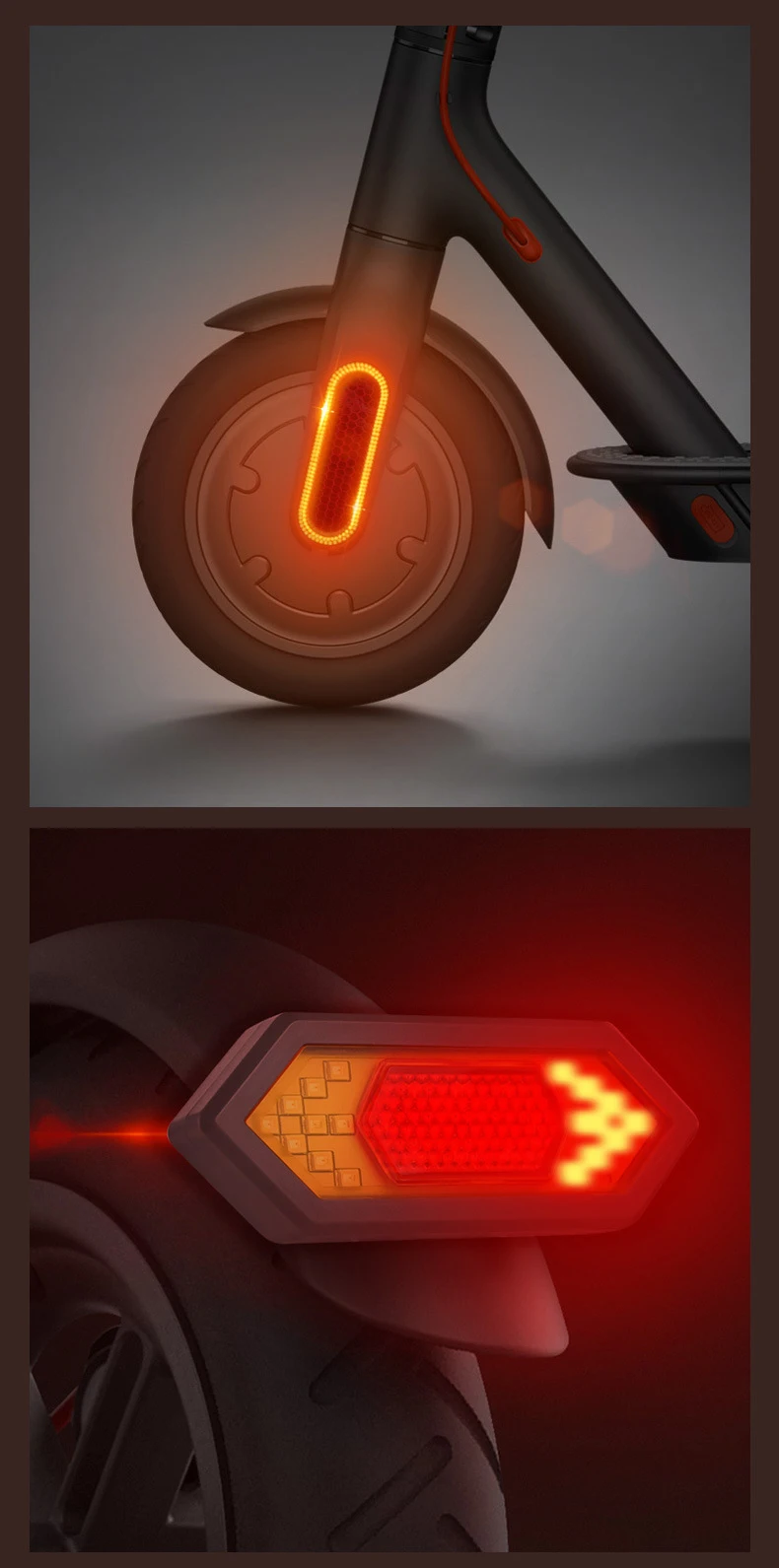Hot Selling for Xiaomi M365/PRO/PRO2 Electric Scooter Parts Accessories with Rear Warning Lights Turning Signals Battery Powered