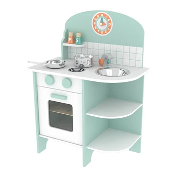 Hot Selling Custom Toddler Pretend Cooking Pretend Role Play Set Kids Wooden Kitchen Toys With Sounds Light For Girls