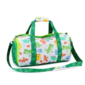 Unisex Weekender Duffle Bag Kids Custom Dinosaur Pattern Fashionable Polyester Overnight Travel Bag Zipper Personalized Custom