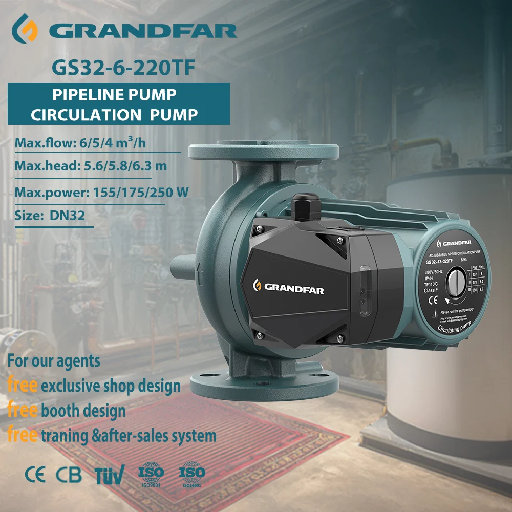 GRANDFAR 235W 6.3M Visok pritisak Automatska industrijska topla voda Trostanična regulacija Booster Električna cirkulirajuća pumpa za vodu