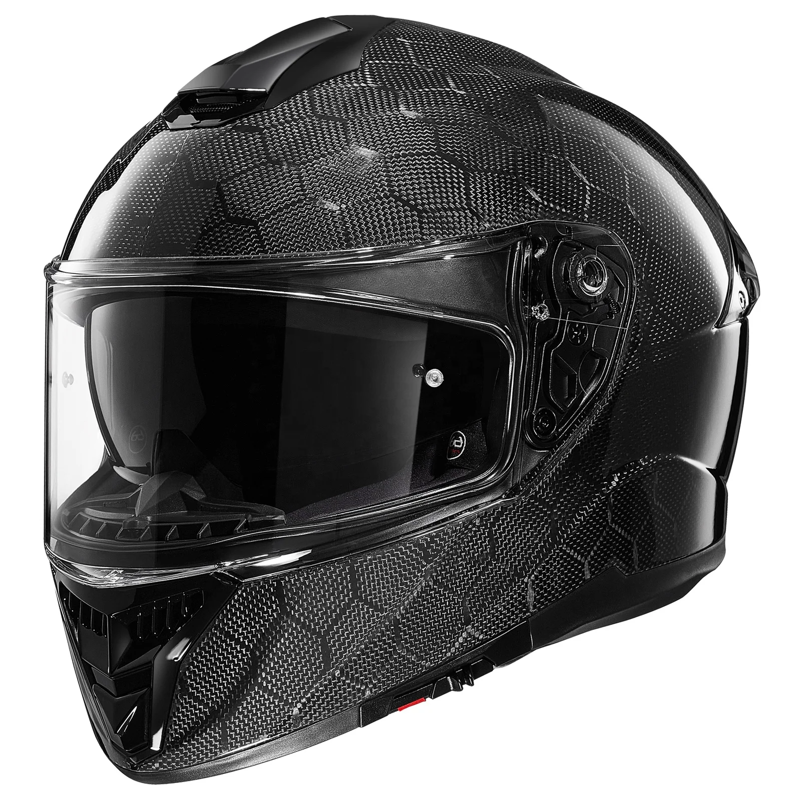 ILM Carbon Fiber Motorcycle Helmet – Full Face, Dual Visor, DOT Approved, With Rear Wing (Snake-Effect CF, Size S)