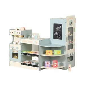 Best Value Children's Simulated Large-sized Corner Coffee Shop Juguetes Wooden Play House Kitchen Toys for Kids Boys Girls CE