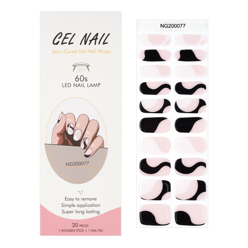 Wholesale Semi Cured Gel Nail Strip Stickers Nontoxic Long Lasting
