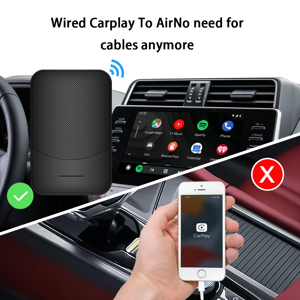Car Wired to Wireless Android Auto Adapter for Models with Original Car with Wired CarPlay with Wired Android Auto