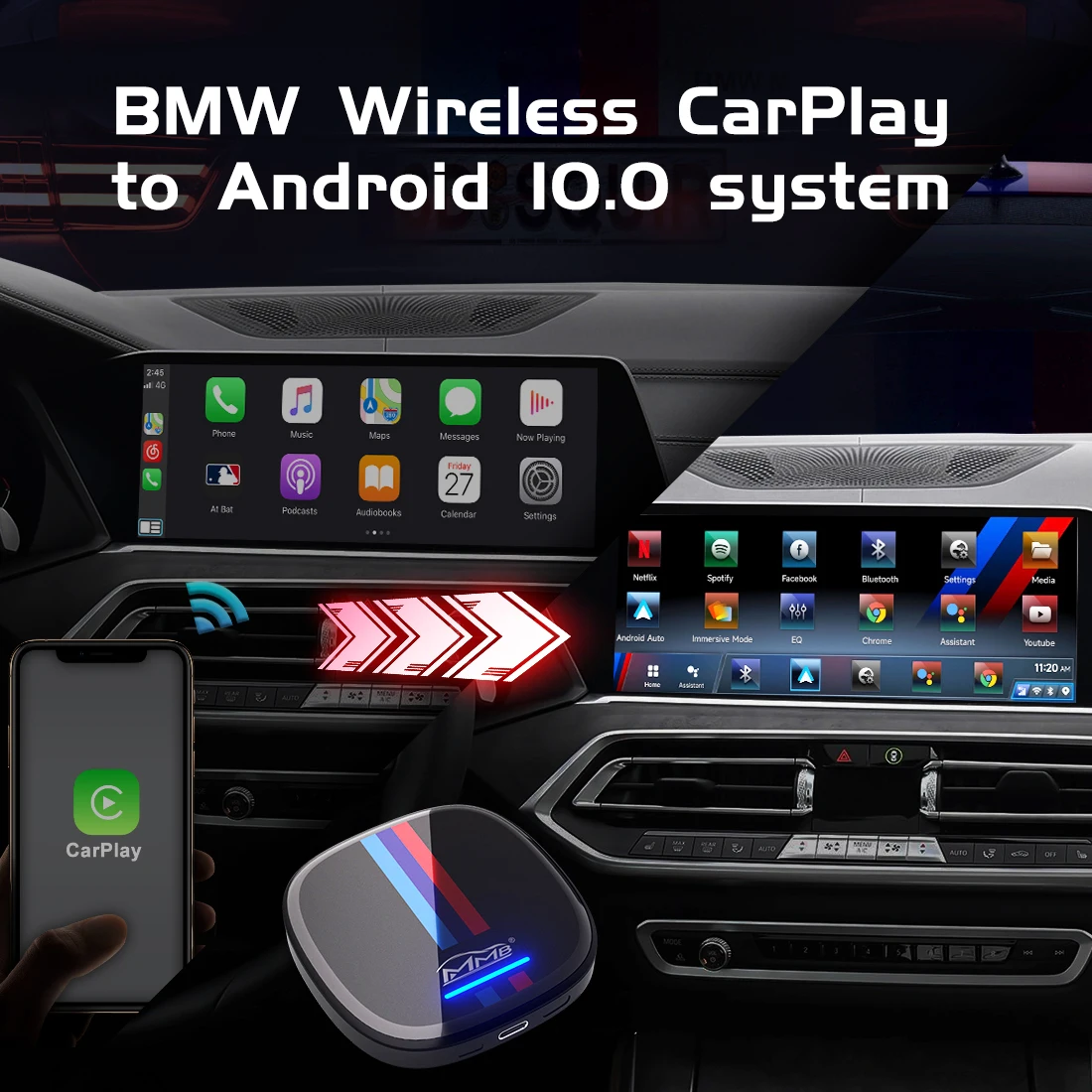 BMW MMB Ai Boxドングル 車載Apple Carplay スマートボックス GPS付き