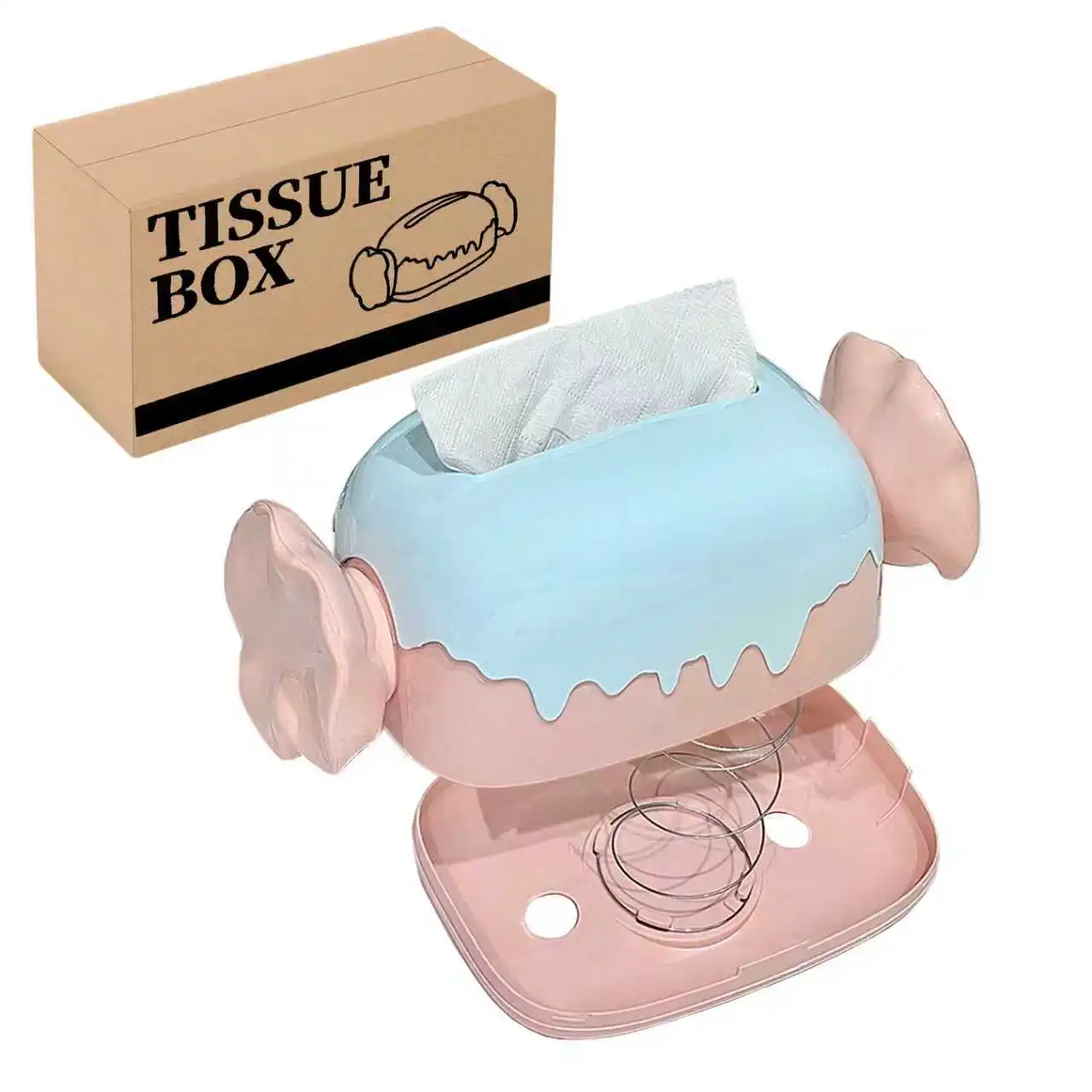 New Arrival Colorful Candy-Shaped Cartoon Durable Plastic Tissue Box for Desktop Living Room Kitchen & Bathroom Storage