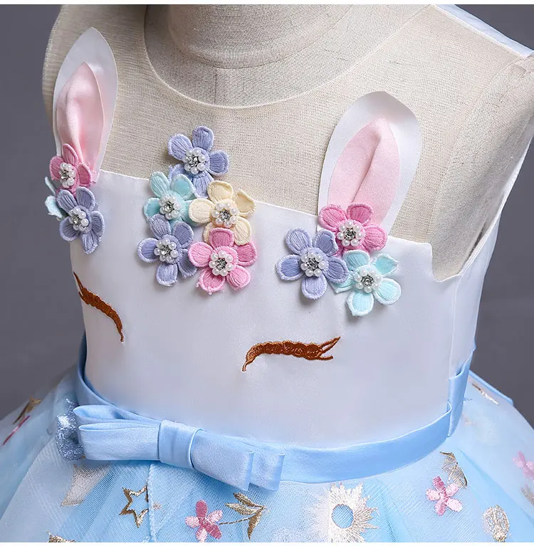 Cheap Wholesale Sleeveless Ball Gown 5 Years Old Unicorn Dresses Children  Kids Unicorn Birthday Dress for Girls Birthday Party