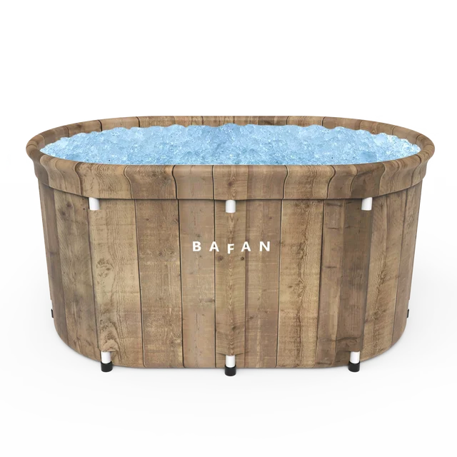 Customized Wood Grain Rectangular Cold Plunge Ice Bath Recovery Tub For Adults Portable Ice Bath