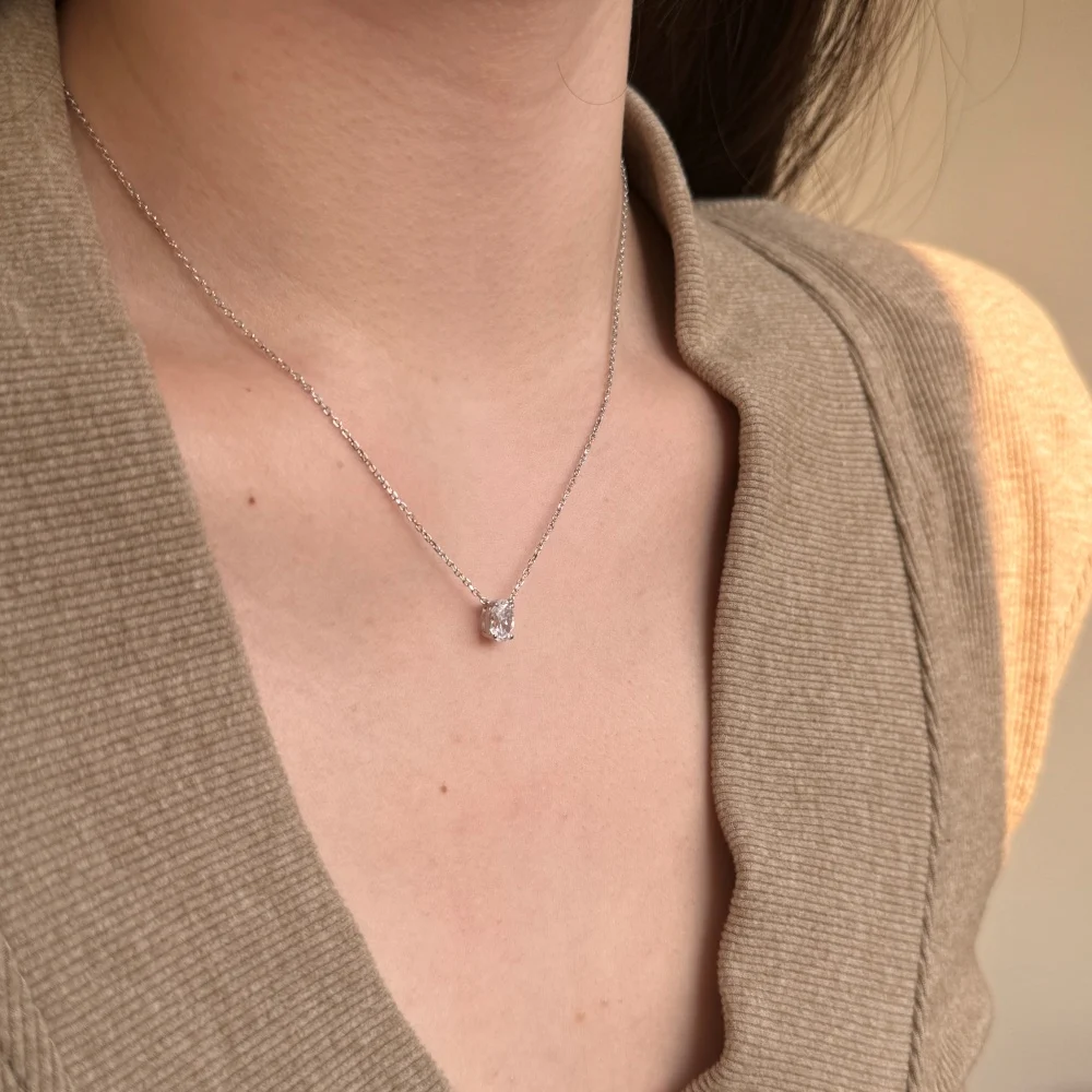 KAKODIY 925 sterling silver pendant jewelry single zirconium sparkle light luxury commuter necklace detail 1