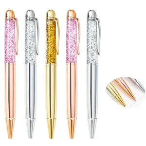 Crystal Quicksand Metal Animal-Shaped Ballpoint Pen Student Creative Gift Laser Engraving Logo Gold Powder Oil-Based 14.5cm