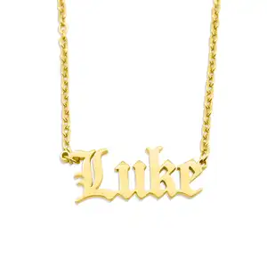 Custom 925 Sterling Silver Old English Name Necklace Personalized Letter Pendant Jewelry Wholesale Bulk Gift Women