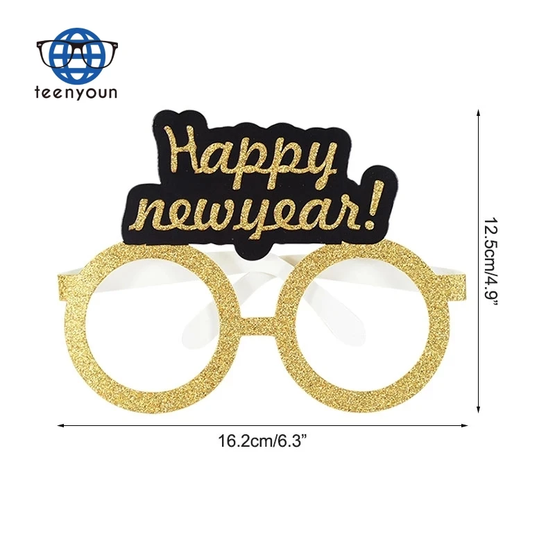 Happy New Year Chunky Glitter Paper Glasses