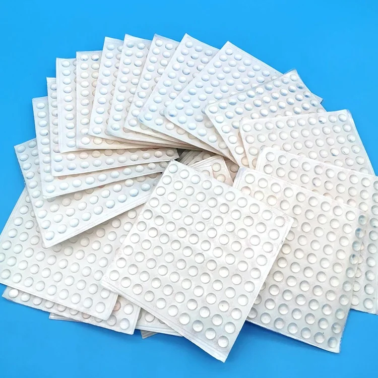 Small White Self-Adhesive Silicone Bumper Feet 3M Clear Keyboard Rubber Furniture for Glass Table Tops Square Sticky Pad