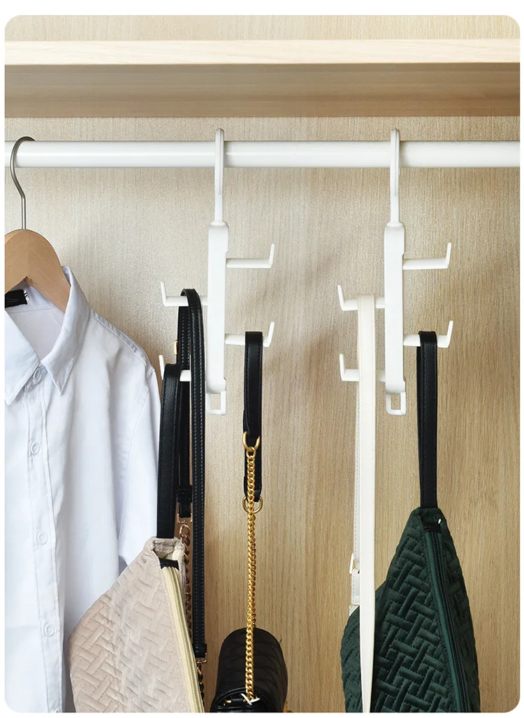 Multi-functional coat and hat hook double-sided hook wardrobe hanger bag Creative hook storage rack hanger details