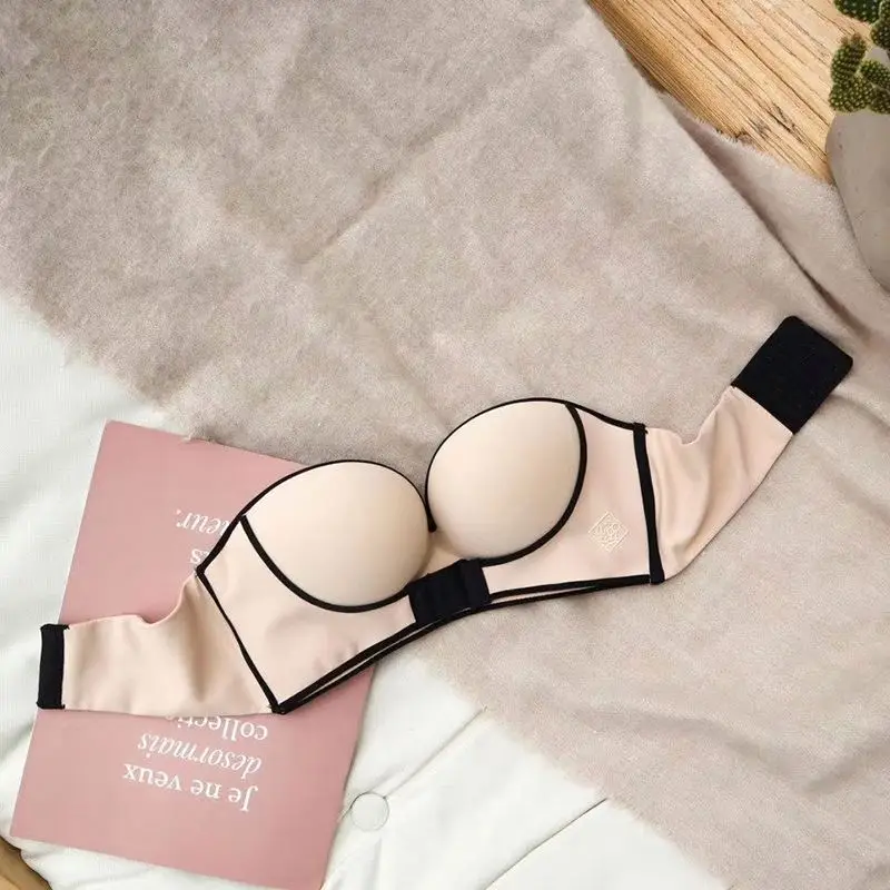 Wholesales Invisible Small Breast 32 Size Wireless Thick Cup Breast Lift Sexy Women Push up Strapless Bra