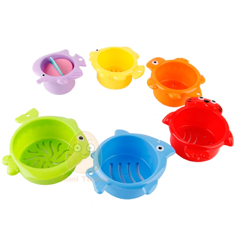 Детская игрушка для детей обучения Детские штабелируемые чашки радужная башня кольцо океан животные Штабелируемая