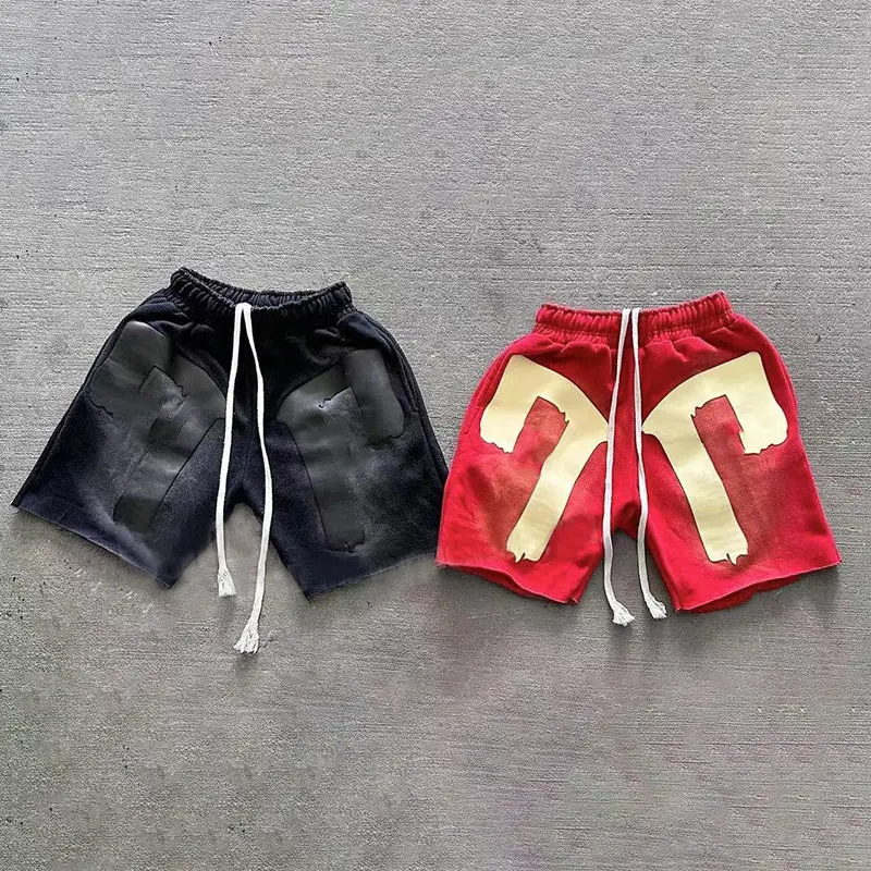 Custom Acid Wash Sun Faded Distressed Vintage Hoodie and Sweat Shorts Custom Full Zip up Hoodie Puff Print Shorts Set for Men gallery 3