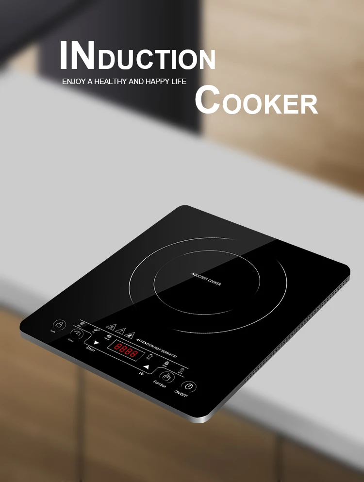for All Flat-bottomed Heat-resistant Pots 2 Zones Ultra-Thin 2000W Single Electric Cooker Cooktop Adjustable Temperature 60℃-600℃ Portable Ceramic Hob Touch Controls LED Display Panel 