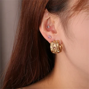 Devil Eye Custom Boho Jewelry Stainless Steel Bisuteria Gold Vermeil Earrings Zircon Skeleton Pattern Waterproof Fashion Gift