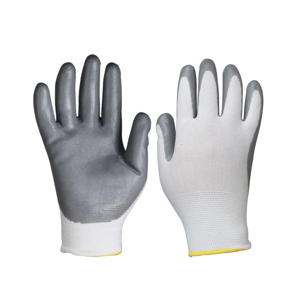Nylon Knitted Grey Nitrile Construction Industrial Labor Gloves Buy