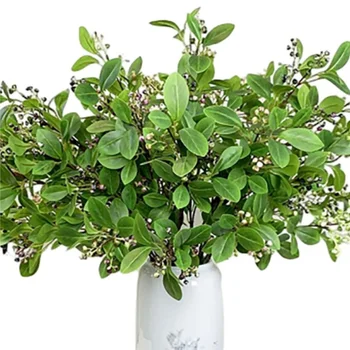 Artificial Berry Branches with Green Leave Long Stem Eucalyptus for Vase Garden Home Office Wedding Table Centerpiece Decoration