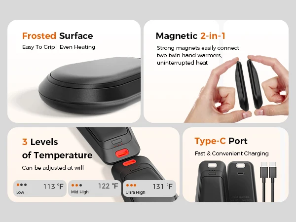 product ultra slim magnetic rechargeable electric hand warmers mini portable pocket heater for outdoor use reusable foot hand warmers-5