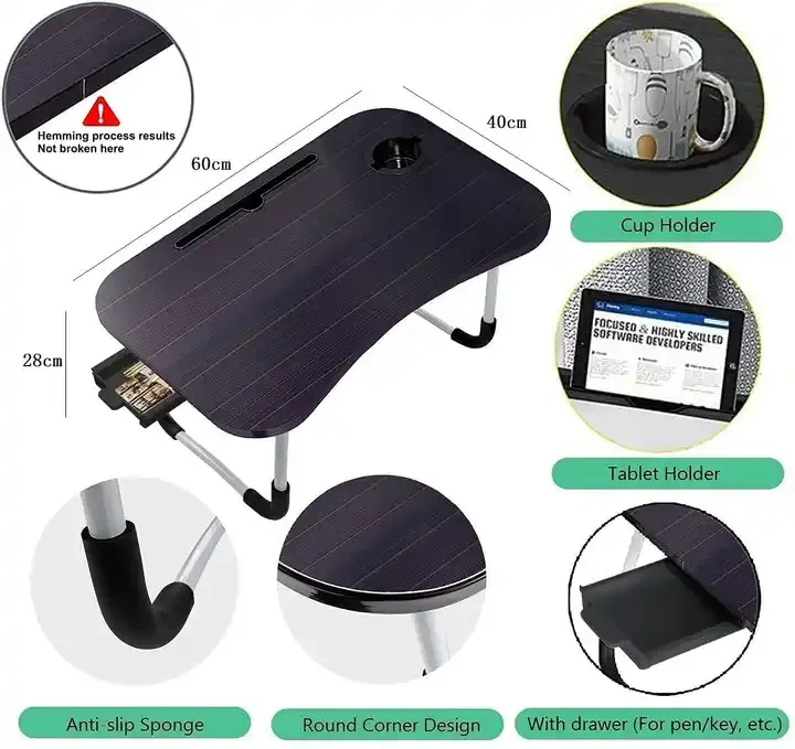 Portable MDF Laptop Table - Foldable & Stylish Design