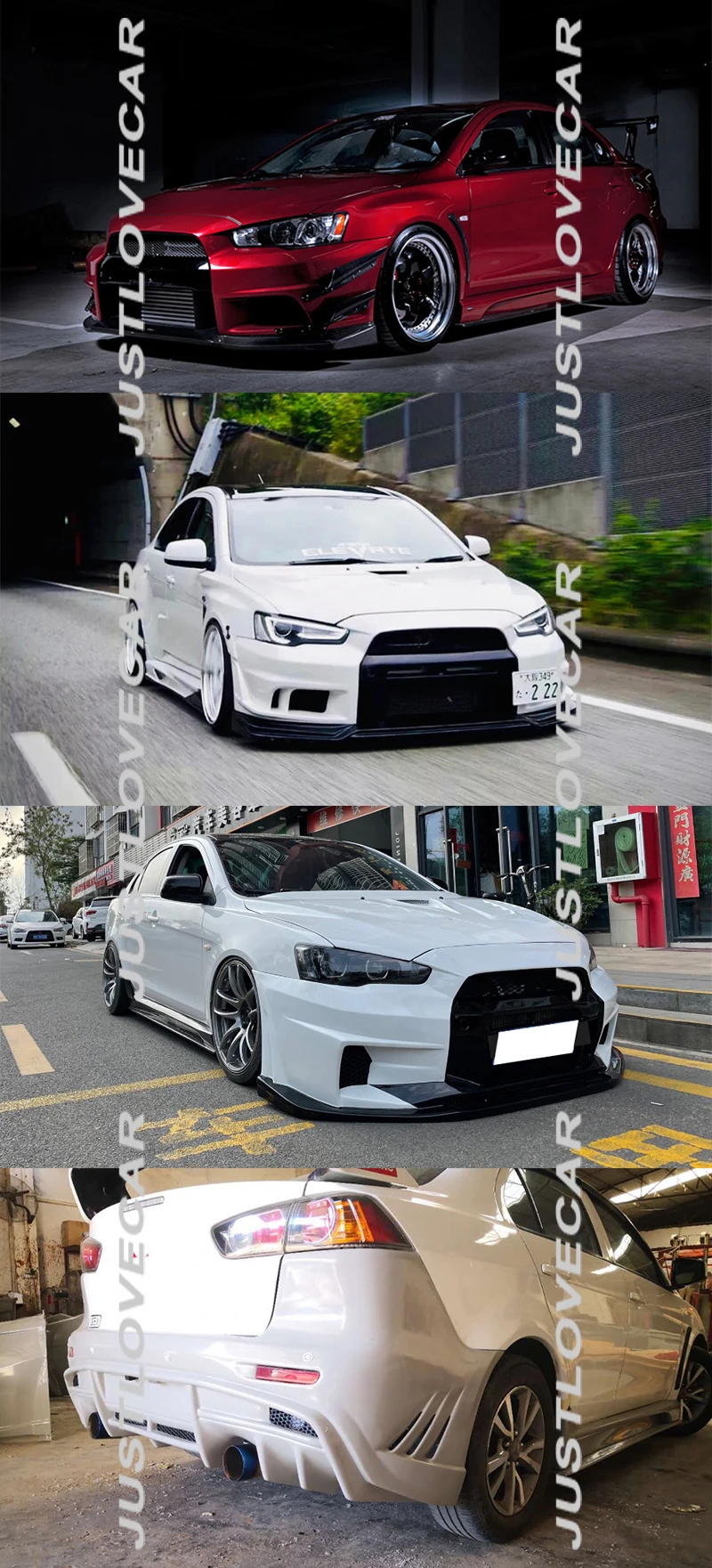Car Body Kit For Mitsubishi Lancer Ex Evo X Front Bumper Rear Bumper Side Skirts Fender 2008