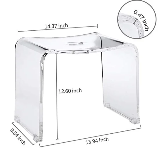 Акриловый стул на заказ с открытой спиной сиденье для душа спа-педикюра lucite дома ванной