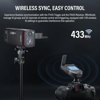 Godox FT433-N TTL Wireless Flash Trigger for Nikon Camera 433MHz 2 in 1 Flash Transmitter 32 Channels with Receiver detail image